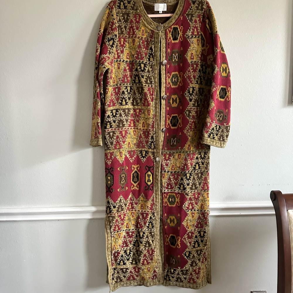 Soft Surroundings Multicolor Tapestry Long Sleeve Maxi Length Buttoned Cardigan - Picture 13 of 13